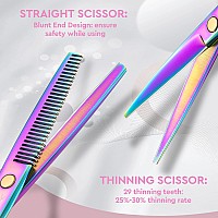 Jason Hair Cutting Scissors Set Professional 10 Pcs Haircut Scissors Kit Texturizing Scissors With 30 Teeth Straight Shears