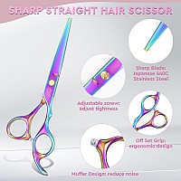 Jason Hair Cutting Scissors Set Professional 10 Pcs Haircut Scissors Kit Texturizing Scissors With 30 Teeth Straight Shears