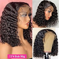 Zzmds Short Bob Wig Human Hair 13X4 Deep Wave Lace Front Wigs Human Hair Pre Plucked Brazilian Wet And Wavy Lace Frontal Wigs Hu