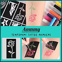 Anmmy Temporary Tattoo Metallic Markers For Skin 16Count Body Markers77 Large Tattoo Stencils Of Assorted Colors For Kids And