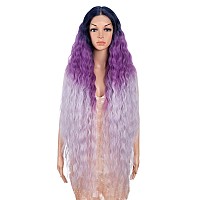 Style Icon 41 Ombre Purple Lace Front Wigs Long Wavy Synthetic Wigs With Baby Hair Half Hand Tied 130 Density Wigs 41 Gtbv