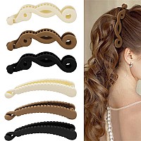 Hapdoo 6Pcs Mixed Curve Banana Hair Clips For Fine Thin Hair Premium Acrylic Matte Strong Hold Ponytail Bun Holder Hair Jaw Cl