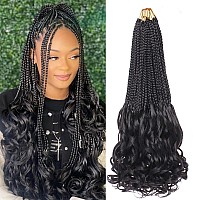 Ruiyok 9 Packs French Curl Crochet Braids 18 Inch Pre Looped Goddess Box Braids With Curly Ends Synthetic Crochet Hair Bouncy Fr