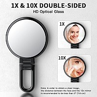 Beautifive Handheld Magnifying Mirror 10X1X Double Sided Hand Mirror With Handle 54 Small Hand Held Mirror With Adjustable