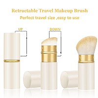 Falliny Retractable Kabuki Makeup Brush Travel Powder Blush Brush Foundation Makeup Brush With Cover For Blush Sunscreen Bronz