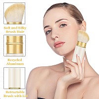 Falliny Retractable Kabuki Makeup Brush Travel Powder Blush Brush Foundation Makeup Brush With Cover For Blush Sunscreen Bronz