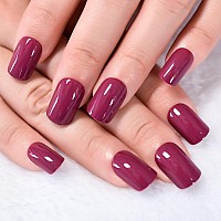 Elevenail Press On Nails Glossy Dark Rose Pink False Nails Medium Length Squoval Nail Art Tips Salon Women Girls Diy Manicure Da