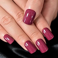 Elevenail Press On Nails Glossy Dark Rose Pink False Nails Medium Length Squoval Nail Art Tips Salon Women Girls Diy Manicure Da