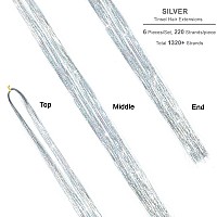 Silver Tinsel Hair Extensions Kit 1400 Strands Sparkling Glitter Fairy Hair Tinsel With Tools Heat Resistant And Hair Tensile