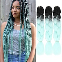 Ombre Braiding Hair Mint Green Kanekalon Braiding Hair Extensions Feed In Hair For Braids Twist Braiding Hair Blackmint Green