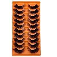 Hbzgtlad Soft Mink Eyelashes 3D Curl Winged End Eye Elongated Fake Lashes Thick Handmade Natural False Eyelash Messy Cross Lash