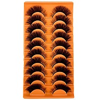 Hbzgtlad Soft Mink Eyelashes 3D Curl Winged End Eye Elongated Fake Lashes Thick Handmade Natural False Eyelash Messy Cross Lash