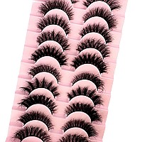 Hbzgtlad Soft Mink Eyelashes 3D Curl Winged End Eye Elongated Fake Lashes Thick Handmade Natural False Eyelash Messy Cross Lash