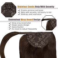 Lacer Ponytail Extensions Human Hair Wram Dark Brown 14 Inch 70G Hair Extensions Ponytail Hair Extensions Wrap Around Remy Human