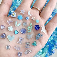 Cooslim 110 Pieces 3D Nail Charms Bows Nail Charms Rose Flower Bowknot Snake Rabbit Animal Bows Shaped Nail Art Rhinestones For