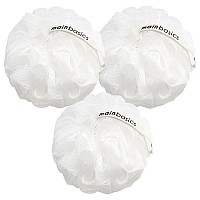 Mainbasics Bath Shower Loofah Sponge Pouf Body Scrubber Exfoliator Body Wash Sponge Set Of 3 Snow White