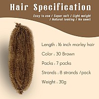 Marley Twist Braiding Hair 16 Inch 7 Packs Cuban Twist Hair Brown Springy Afro Twist Hair Pre Fluffed Spring Twist Hair Pre Stre