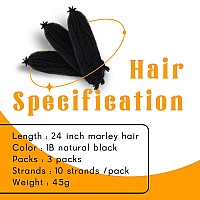 Springy Afro Twist Hair 24 Inch 3 Packs Marley Hair Pre Fluffed Spring Twist Hair Twisted Up Cuban Twist Hair Pre Separated Kink