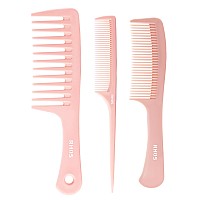 Rhos Hair Comb Set For Women Men 3 Pieces Including Wide Tooth Comb Fine Tooth Rat Tail Comb Medium Tooth Comb Detangling