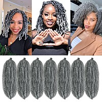 Marley Hair 16 Inch 7 Packs Pre Separated Springy Afro Twist Hair Mixed Grey Marley Twist Braiding Hair Pre Fluffed Spring Twist