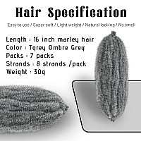 Marley Hair 16 Inch 7 Packs Pre Separated Springy Afro Twist Hair Mixed Grey Marley Twist Braiding Hair Pre Fluffed Spring Twist