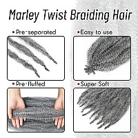 Marley Hair 16 Inch 7 Packs Pre Separated Springy Afro Twist Hair Mixed Grey Marley Twist Braiding Hair Pre Fluffed Spring Twist