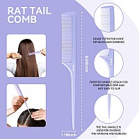 Rhos Hair Comb Set For All Hair Types And Genders Wide Fine Rat Tail And Medium Detangling Combs For Styling Purple