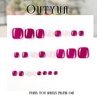 Outyua Glossy Toenails Short Square Press On Tonail Cute Solid False Toe Nails Summer Feet Fake Nails With Designs For Women And