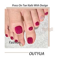 Outyua Glossy Toenails Short Square Press On Tonail Cute Solid False Toe Nails Summer Feet Fake Nails With Designs For Women And