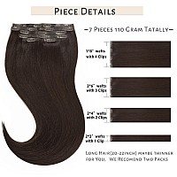 Caliee Hair Extensions Clip In Human Hair Invisible Pu Weft Clip In Human Hair 18Inch 110G 7Pcs Full Head Straight Long Hair 2A