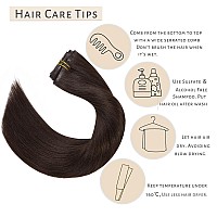 Caliee Hair Extensions Clip In Human Hair Invisible Pu Weft Clip In Human Hair 18Inch 110G 7Pcs Full Head Straight Long Hair 2A