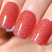 Ozzeal Glitter Gel Polish Orange Red Iridescent Glitter Gel Nail Polish Sparkle Shimmer Gel Glitter Nail Polish Summer Rainbow S