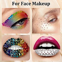 3600Pcs Face Gems For Makeup With Glue Flatback Round Glass Crystal Ab Clear Rhinestones Flatback White Beige Pearls With