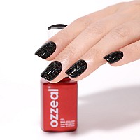 Ozzeal Glitter Gel Polish Black Iridescent Glitter Gel Nail Polish Sparkle Shimmer Gel Glitter Nail Polish Summer Rainbow Soak O