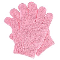 Sibba 6Pcs Exfoliating Wash Gloves Dual Texture Bath Gloves for Shower Body Scrub Exfoliating Mitt Dead Skin Remover Exfoliator Mitten Natural Body Loofah Washcloth (2pcs Pink)