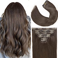 Lacer Hair Natural Light Dark Brown Clip In Hair Extensions Human Hair No Smelling No Knots No Clutter Seamless Clip Ins Human H