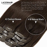 Lacer Hair Natural Light Dark Brown Clip In Hair Extensions Human Hair No Smelling No Knots No Clutter Seamless Clip Ins Human H