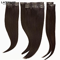 Lacer Hair Natural Light Dark Brown Clip In Hair Extensions Human Hair No Smelling No Knots No Clutter Seamless Clip Ins Human H