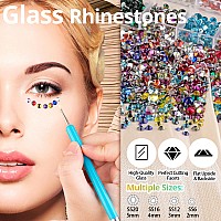 Flatback Face Gems Kits For Makeup With Glue 25Mm Round Glass Mixed Color Iridescent Chameleon Gems 4 Colors Cosmetic Chunky