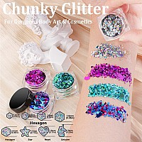 Flatback Face Gems Kits For Makeup With Glue 25Mm Round Glass Mixed Color Iridescent Chameleon Gems 4 Colors Cosmetic Chunky