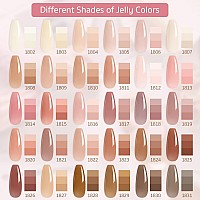 Gaoy Jelly Gel Nail Polish Kit 33Pcs Sheer Pink Nude Gel Nail Polish Set With Glossy Matte Top Coat And Base Coat For Nail Ar