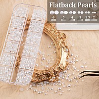 2300Pcs Face Gems Flatback Rhinestone For Makeup With Glue Round Glass Crystal Ab Clear Rhinestones Half Round White Pearls