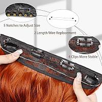 Morica Invisible Wire Hair Extensions Copper Red Hair Extensions 20 Inch Halo Hair Extensions Long Wavy Synthetic Hairpiece Wi