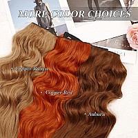 Morica Invisible Wire Hair Extensions Copper Red Hair Extensions 20 Inch Halo Hair Extensions Long Wavy Synthetic Hairpiece Wi