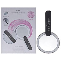 stylPro LED Makeup Mirror - Compact, USB Rechargeable, Black