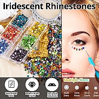 Colorful Face Gems For Makeup Set Flatback Gorgeous Ab Glass Gemsmixedcolored Crystals With Picker Pencil Makeup Glue Dual