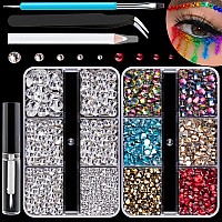 Colorful Face Gems For Makeup Set Flatback Gorgeous Clear Glass Gem And Mixedcolored Crystals With Makeup Gluepicker Pencilt