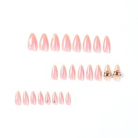 Imsohot Almond Press On Nails Medium Pink Fake Nails Glossy Glue On Nails Full Cover Acrylic Gel False Nails With Cute Heart Rhi