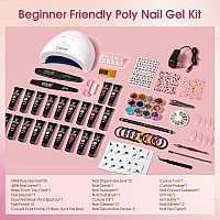 Rosalind Poly Nail Gel Kit 20 Colors 72Nail Art Accessories Kit Nude Clear Poly Nail Gel Nail Kit Starter Kit With Big U V L