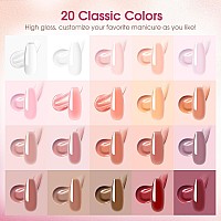 Rosalind Poly Nail Gel Kit 20 Colors 72Nail Art Accessories Kit Nude Clear Poly Nail Gel Nail Kit Starter Kit With Big U V L